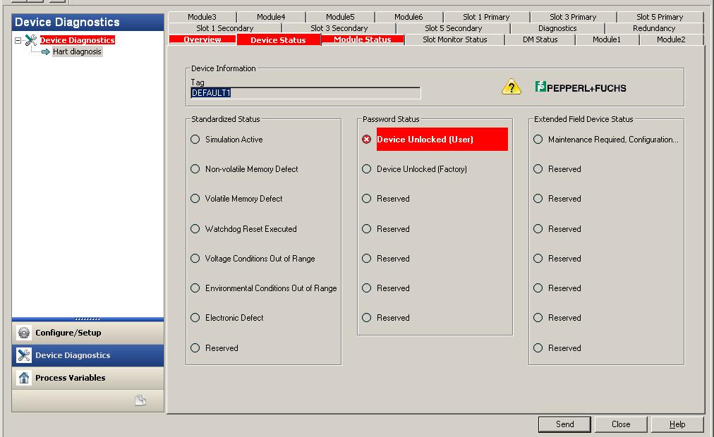 AMS/EDDL Integration Figure 6.6 Device Diagnostics - Device Status Screen A Maintenance Required alarm indicates a firmware/hardware mismatch. Please contact the factory for updates. 6.9.