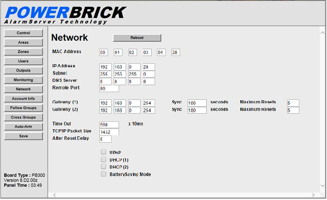 Network MAC Address This is the MAC address of your Powerbrick panel. If you have more than one Powerbrick on the same local network, you must ensure that each Panel has a unique MAC address.