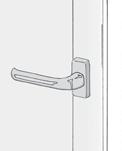 An inward opening patio door is opened by turning the handle 90 from (1) to (2) and pulling the sash