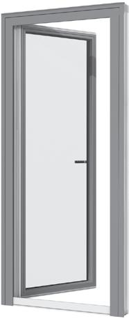 Close the door by pushing the door frame against the casing and turning the handle down to vertical