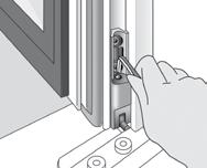 2-leaf patio doors are fully opened by turning the handle from (1) to (2) and open the door.