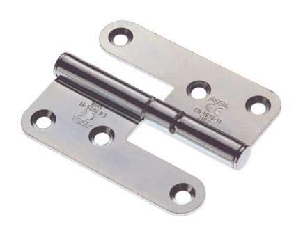 Hinges ASSA 3220 - heavy duty hinge meets grade 11 of BS EN 1935 and suits doors up to 80kg When specifying hinges, ow friction bearings, high performance and maximum cear door opening widths are