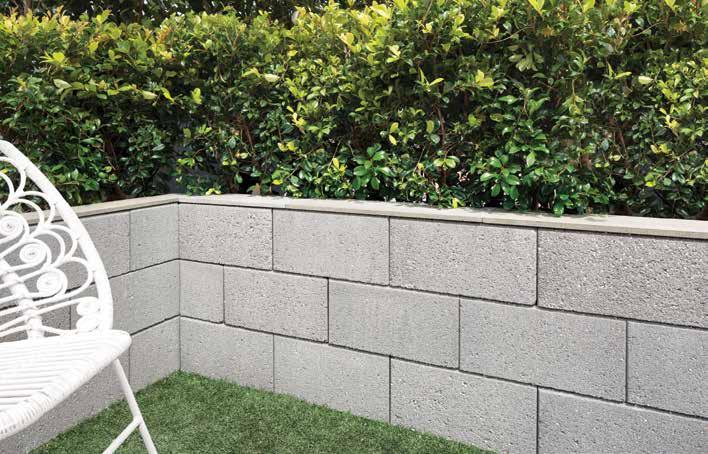 CONNEX-T SHARP & MODERN A stylish retaining wall with a premium textured finish that can be constructed as a dry mortarless wall or core-filled to provide a max 1m height.