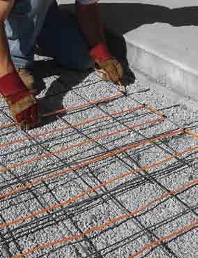 ProMelt cables are usually tied to reinforcing wire 3 or 4 inches on center. That provides either 50 or 38 Watts per square foot.