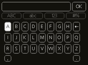 Use the virtual keyboard Help menu In many menus there is a symbol that indicates that extra help is available. To access the help text: 1. Use the ctrol knob to select the help symbol. 2.