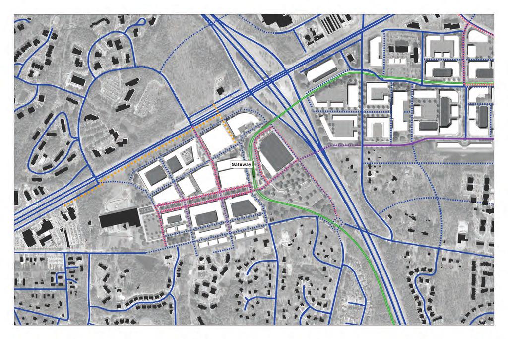 STATION AREA BIKE & PEDESTRIAN AND STREET NETWORK The map below shows existing and proposed streets within the station area, as well as streets that should be considered bike/ped priority when they