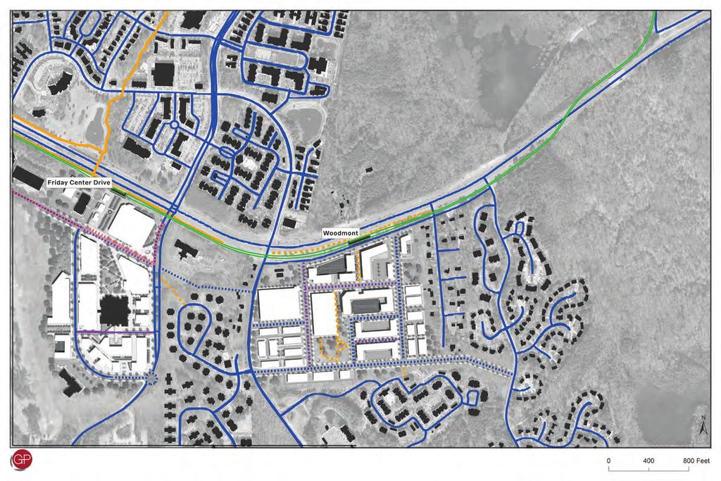 POTENTIAL BIKE/PED & STREET NETWORK Durham Chapel Hill Blvd Eastowne Dr Mt Moriah Rd Old Durham Rd Old Chapel Hill Rd The image includes proposed refinements to the Durham-Orange Light Rail Transit
