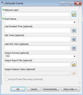 Relocate Events Parameters LRS network Event reference LRS time Last