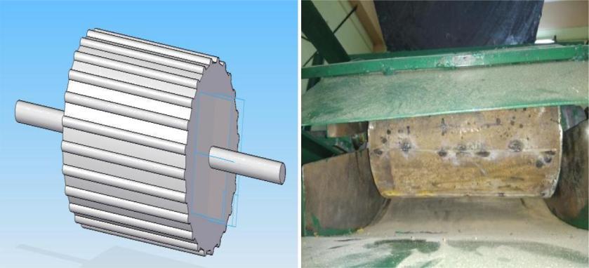 Input = 230 volt Current =3.5 amps Power =0.37kw/0.5 HP Fig-3. Frame 3.2.1 Crusher: Roller is made up of hollow cylinder of 180mm dia.