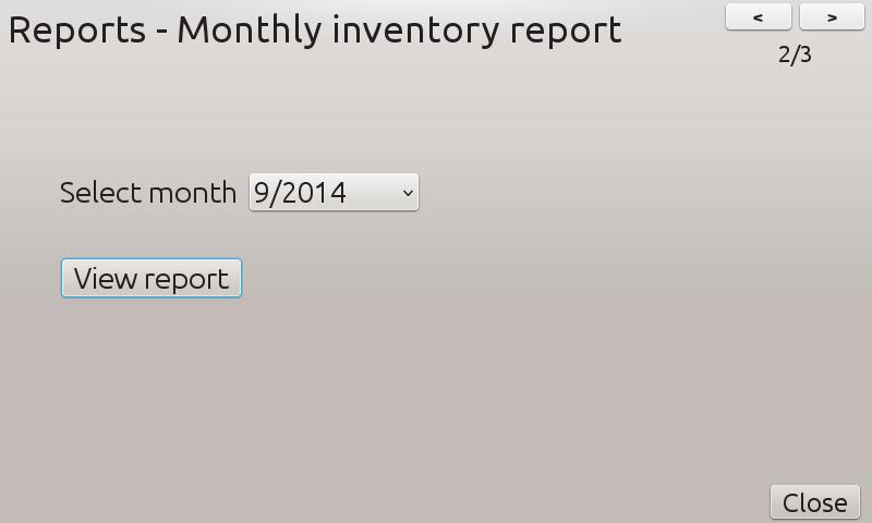 6.5 Reports Monthly inventory report (2/3) Remember to select the appropriate month from the drop down list before viewing the report (figure 26).