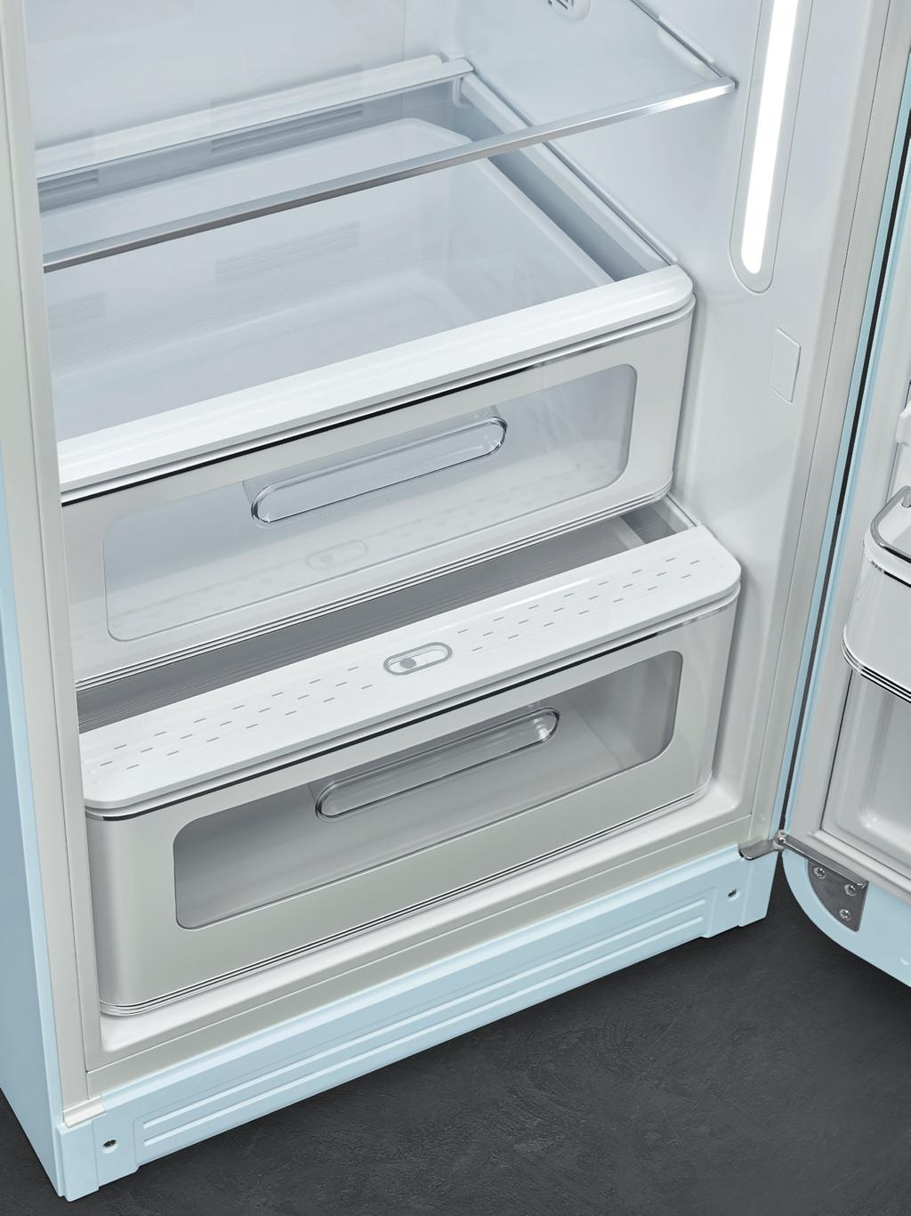FAB28 LIFE PLUS DRAWER This is a special zone with a temperature range of -2 - +3 C, lower than the set temperature, and ideal for keeping more perishable foods such as meat and fish.