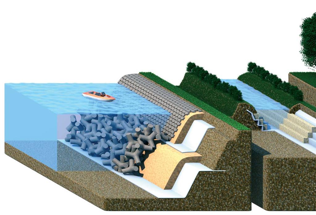 Coast-line protection The effects of wave movement complicate the designing of coast-line protective structures. Also in this field GEODREN is frequently used, especially as a filter.