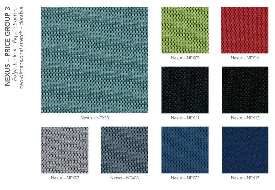 Nexus Fabric Nexus is a polyester knit in a sleek and stylish pinprick dot matrix design effect giving a granulated structured surface.