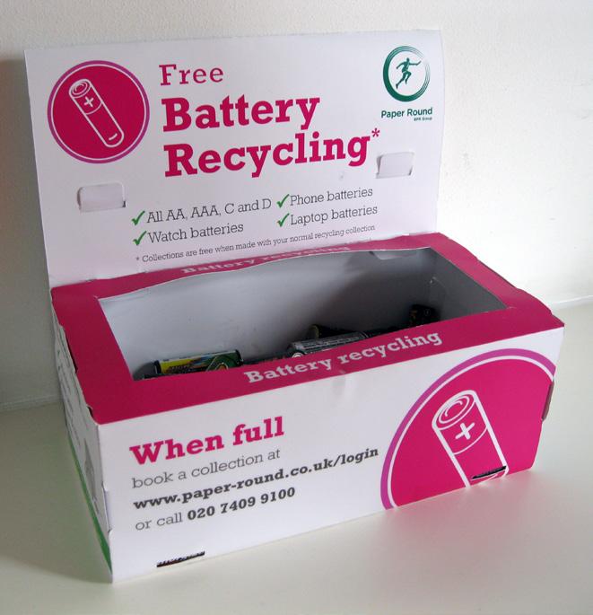 Battery bins Battery box Battery tube Paper Round supply a range of containers to help you