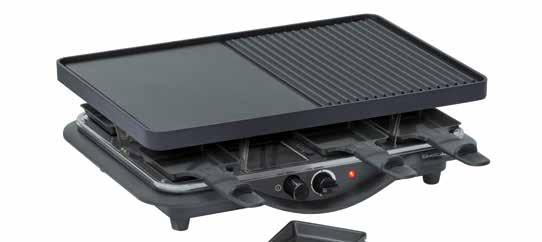 NEW Cast Raclette Turnable non-stick coated aluminum cast plate with grill pattern or flat surface 180 pivoting joint allows compact use