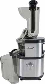 NEW Slowjuicer Gentle cold pressing method for a high crop of juice with more vitamins and nutrients Applicable for almost all fruits, vegetables, as well as herbs and even potatoes Very silent and