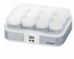 4 ltr total capacity Easy cleaning 12 glass yoghurt cups with lid à 0.2 ltr Recipe booklet Glass cups Timer Electr. Control Easy cleaning : 2.