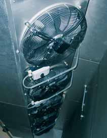The ceiling evaporators custom made for KOMA with the tilted fan motors are spacesaving and allow for trouble-free integration