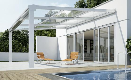 Conservatories and terrace roofs system-based variety Schüco 21 PRC 50 terrace roof an outdoor space flooded with light Oversized version can also be used as a carport PRC 50 terrace roof protected