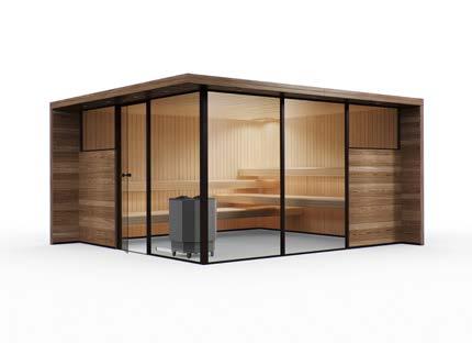 The impression line of saunas is available in three different sizes and the walls, doors and glass may be positioned in a number of different configurations.