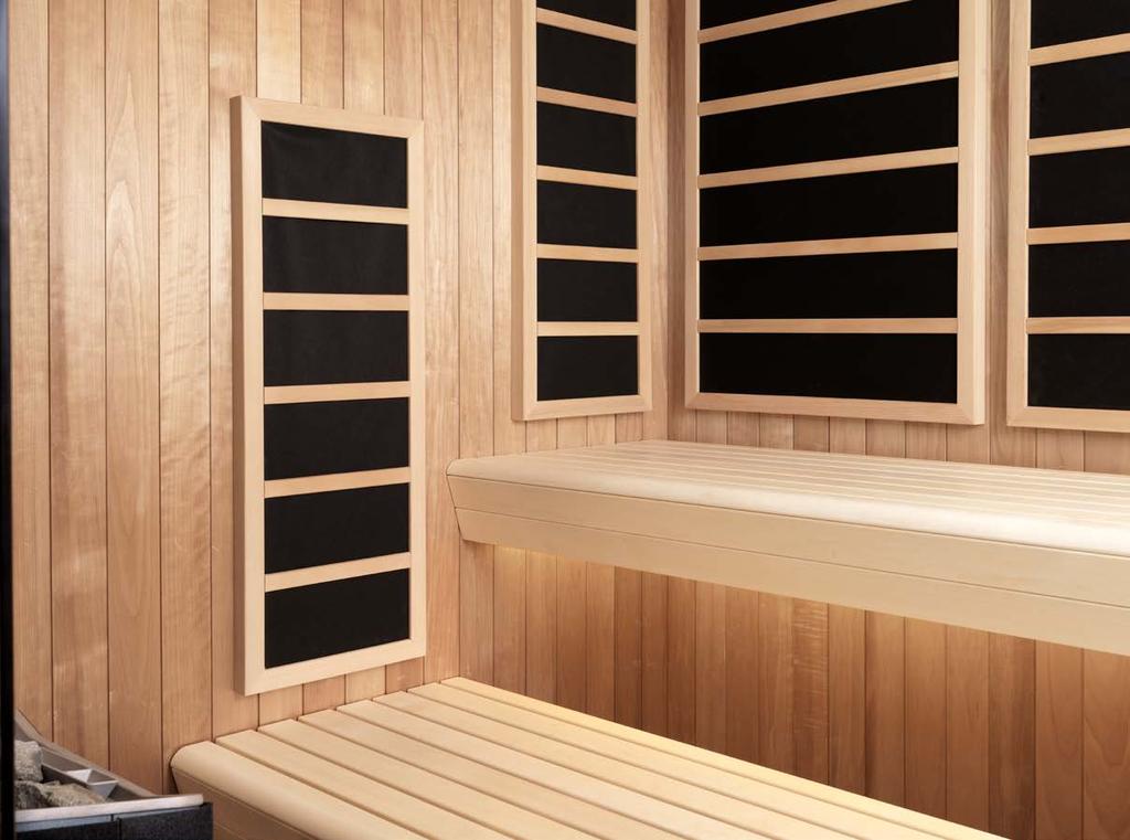 INFRARED I TYLÖHELO COMBINE YOUR SAUNA ROOM WITH EXTRA IR PANELS Complement your sauna experience with infrared panels.
