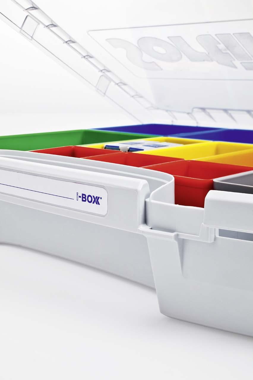 The new i-boxx lightweight yet robust Top quality Transparent lid made from high-strength Polycarbonate The transparent lid of the Sortimo i-boxx allows you to see straight