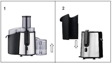 PREPARING FOR USE 1. Ensure your glass or pitcher sits under the spout to collect the juice. 2.