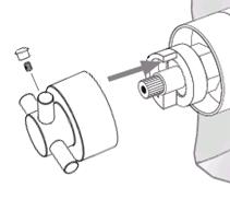 DO NOT remove the plastic stop ring. Turn the spindle until the 38c is achieved, once this has been reached, replace the handle, so that the stop pin inside sits against the stop ring.