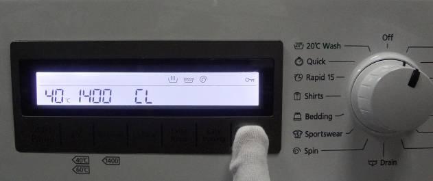 The Child Lock Symbol on appears on the LCD
