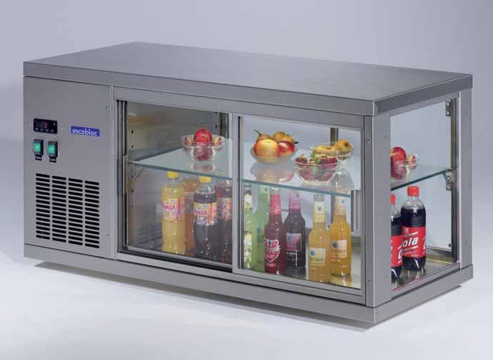 Refrigerated Show Cases Table-Top Refrigerated Show Case EUROLINE With plug-in cooling unit, automatic defrost and condensation evaporation Standard: glass sliding doors