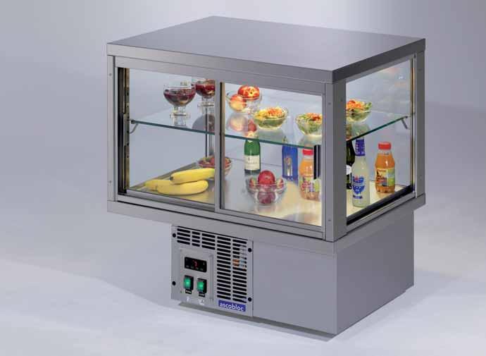 Drop-in Refrigerated Show Case EUROLINE Drop-in Refrigerated Show Case EUROLINE 2 levels, glass shelves, sliding doors, suspended cooling unit Levels 2 Dimension A [mm] 625 Dimension B [mm] 20