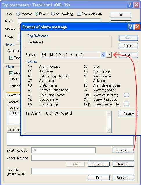 Configuration of the Script To acknowledge an alarm the user has to send back a SMS with the OID of the alarm he want to acknowledge.