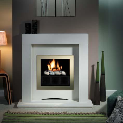 As a suite, we offer a matching Agean Limestone back panel which can be provided to accommodate a standard radiant or convector box type fire, an electric fire with trim and fret or more