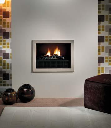 decorative gas fire with ceramic pebbles 22 (559mm) BLACK STEEL TRIM 22