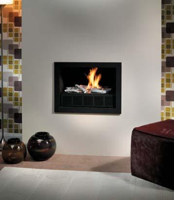 fire with ceramic driftwood 22 (559mm) BRUSHED STEEL TRIM 22  fire with