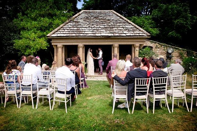 The Pavilion has a stone tile roof, supported by Ham stone pillars with decorative columns that give it formal and elegant proportions.