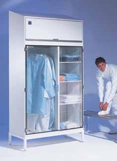HEPA-filtered models dislodge and remove particles A No. 4101-00B with optional hangers B No. 4101-04B with optional hangers and shelves C No. 4101-09B with optional shelves D No.