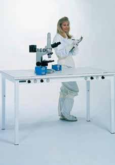 Work Benches and Chairs Top designs for all applications C Dampens 90% of building vibrations A Cleanroom laminate B Stainless steel Note: