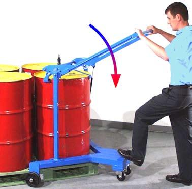 82A-GT Series Drum Palletizers with Geared Drum Tilt Hand Crank Geared Tilt to dispense up to 26 (66 cm) high Palletize with V-shaped base Capacity: 600 Lb.