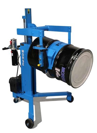 Also move a drum to and from pallets. Handle 55-gallon (210 liter) steel drum. The drum holder accepts options to enable handling a plastic drum, fiber drum, and various sizes of smaller drums.