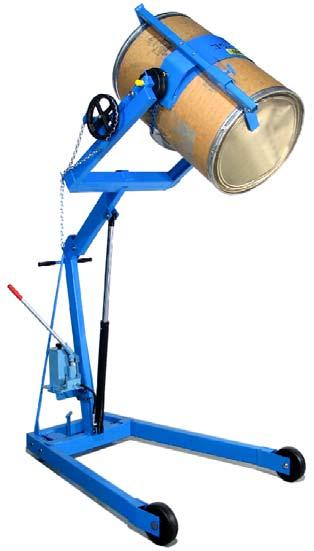 Feature MORCINCH Drum Handling System (page 3) for plastic drum, fiber drum or smaller drums. Order Hydra-Lift Karriers with AC, DC or Air power lift and tilt. Spark resistant models available.