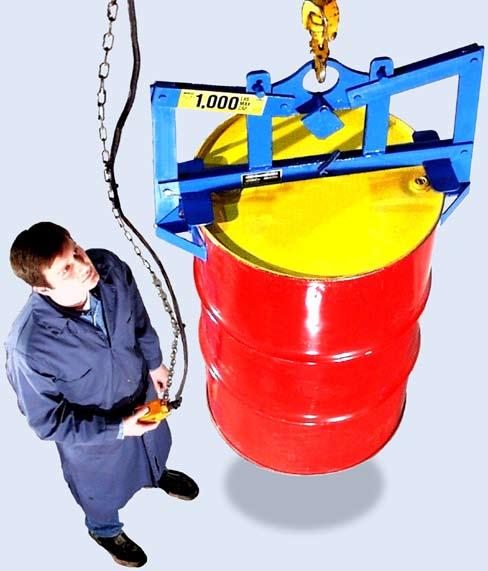 92 Series Below-Hook Drum Lifters These drum lifters automatically grip below the rim of a closed steel, fiber or plastic drum.