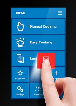 Everything you need is located on the main screen Option to add any menu function on the main screen and adjust its position, size and colour based on the needs of each chef.