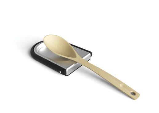 LAYDLE SPOON REST DESIGN: DAVID GREEN & WESLEY CHAU Spoon rest with stainless steel base and soft touch