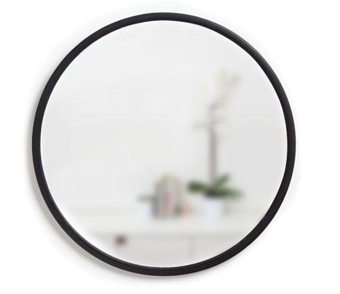 HUB 24" MIRROR DESIGN: PAUL ROWAN Glass mirror with modern black rubber rim.