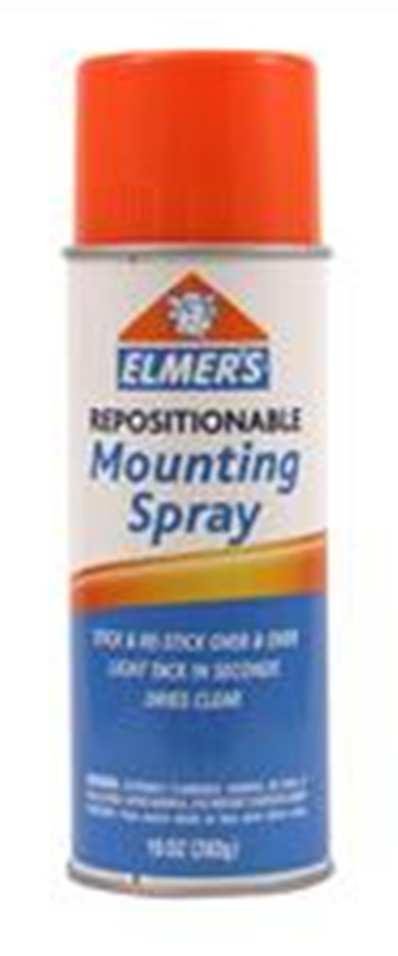 Spray Adhesive Available in spray cans Elmer s Mounting Spray Adhesive acid-free spray adhesive