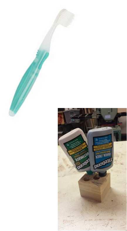 Inexpensive on ebay for about a dollar Old Tooth Brushes Use with water to cleanup glue squeeze