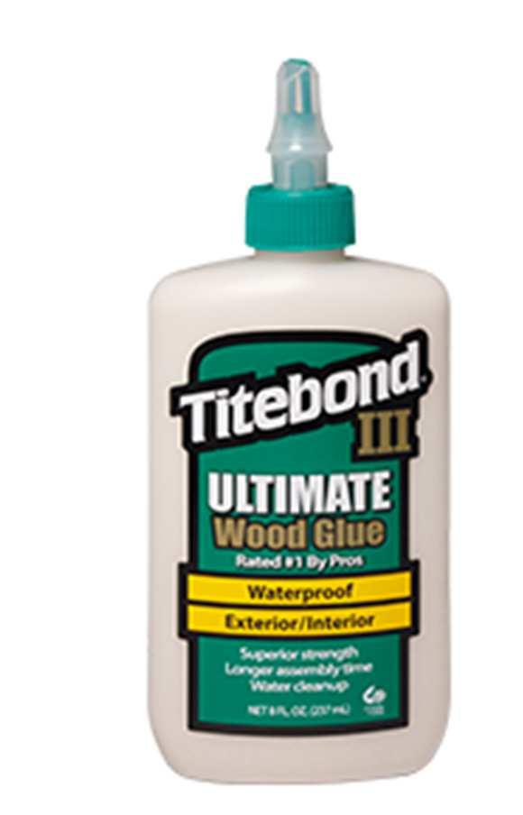 Yellow Wood Glue I like the Titebond Brand Wood Glues Available is Various size squeeze bottles Titebond III Ultimate Open time: 8-10 minutes Fixture time: 20-25 minutes Develops a bond stronger