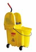 33 l Bucket can be easily removed from dolly for emptying. Ergonomic handle for easy manoeuvrability. Can carry two safety signs. Removable Maid Caddy to store and carry cleaning supplies.