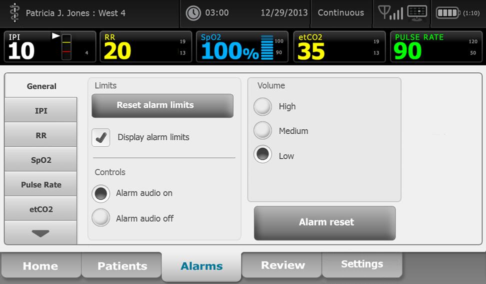 Directions for use Alarms 103 Modify audio alarm notification You can modify the volume of all audio alarms.